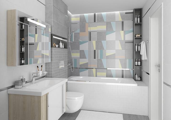 Cement Плитка настенная белый 25х75